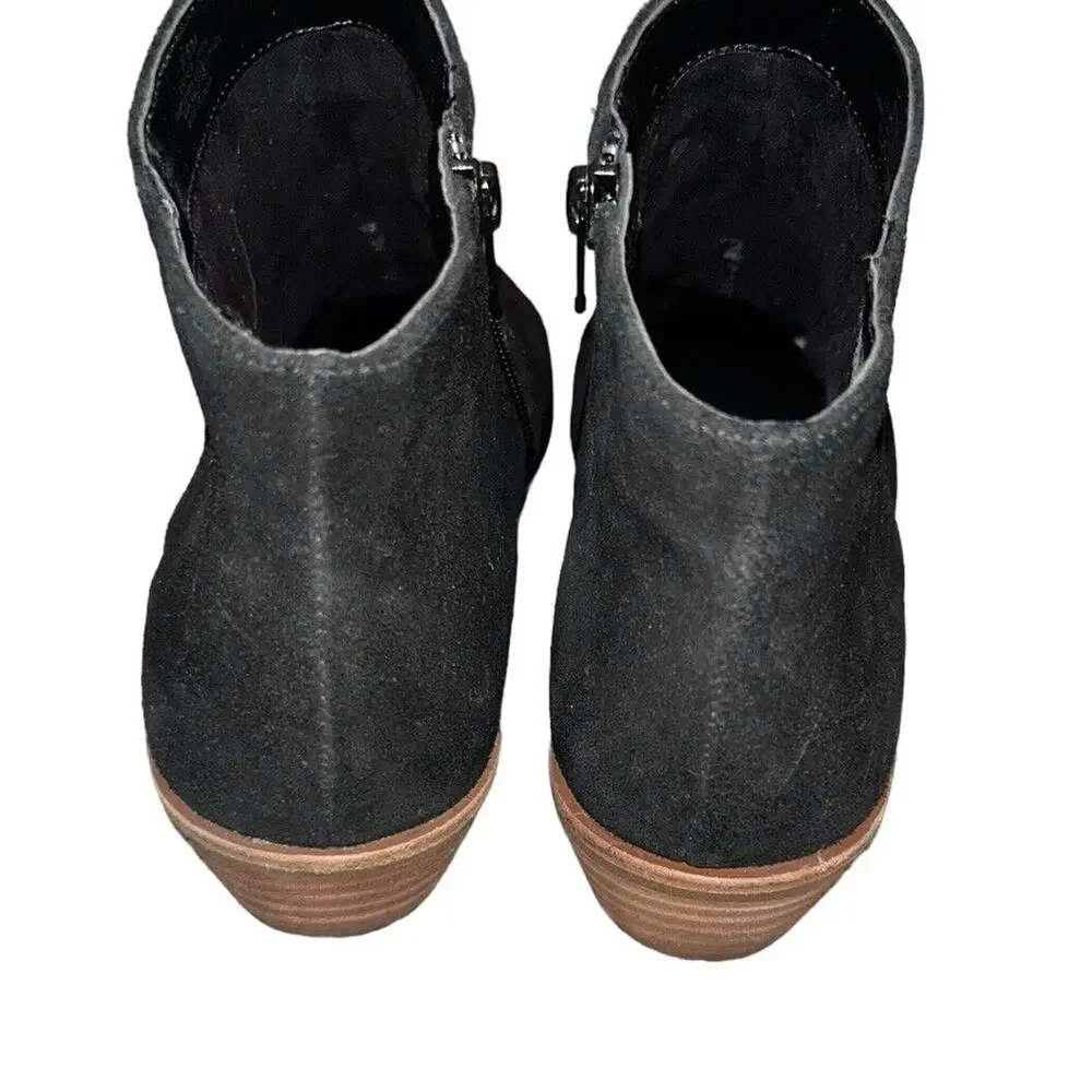 Gianni Bini Black Suede Brown 1” Heel Ankle Boots w/Zipper Women’s Size 8.5M‎